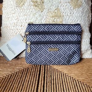 Baggallini Shanghai 3 zip case, black/white herringbone